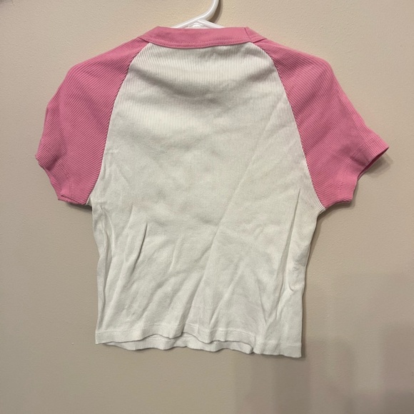 Pink and white Brandy Melville baby tee - Picture 2 of 2